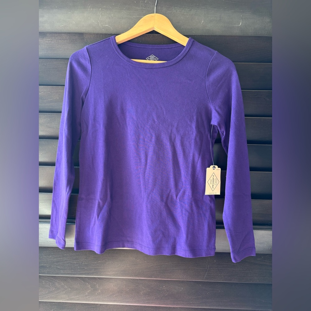 St. John's Bay Petite XS Purple Long Sleeve 100% Cotton Essential Tee NWT